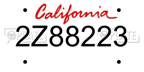 2Z88223 California License Plate