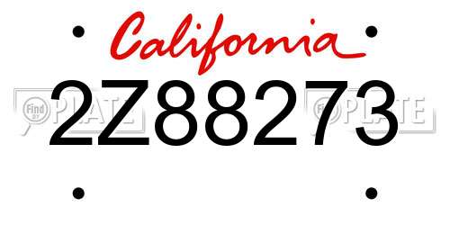 2Z88273 California License Plate