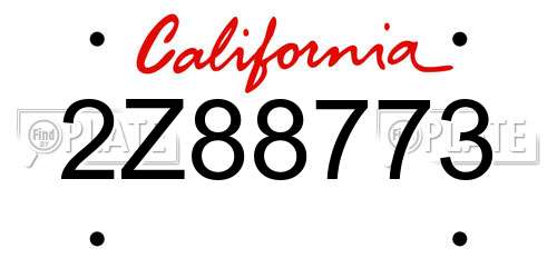 2Z88773 California License Plate