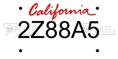 2Z88A5 California License Plate