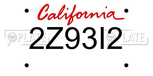 2Z93I2 California License Plate