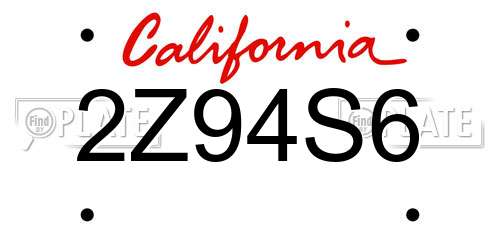 2Z94S6 California License Plate