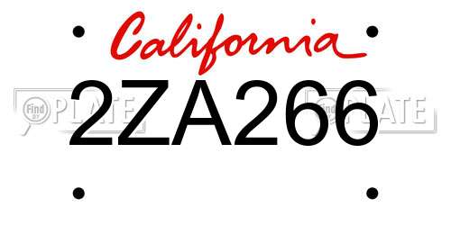 2ZA266 California License Plate