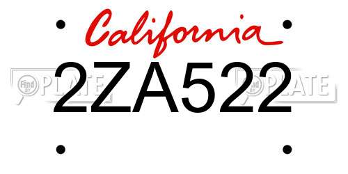 2ZA522 California License Plate