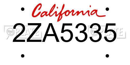 2ZA5335 California License Plate