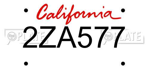 2ZA577 California License Plate