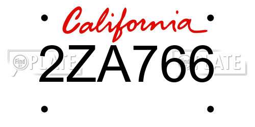 2ZA766 California License Plate