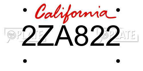 2ZA822 California License Plate