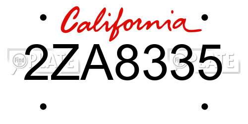 2ZA8335 California License Plate