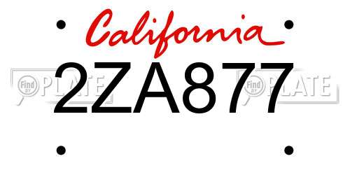 2ZA877 California License Plate