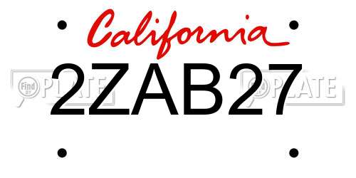 2ZAB27 California License Plate