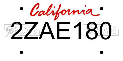 2ZAE180 California License Plate