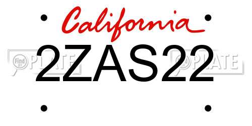 2ZAS22 California License Plate