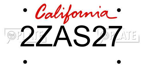 2ZAS27 California License Plate