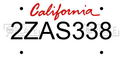 2ZAS338 California License Plate