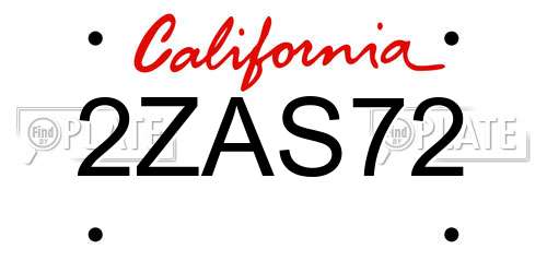 2ZAS72 California License Plate