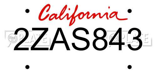 2ZAS843 California License Plate