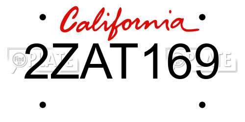 2ZAT169 California License Plate