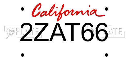 2ZAT66 California License Plate