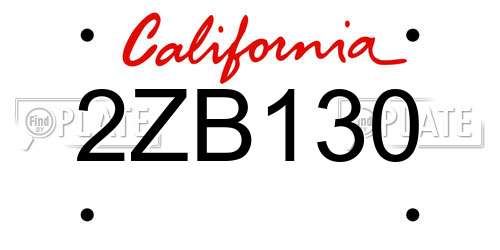 2ZB130 California License Plate