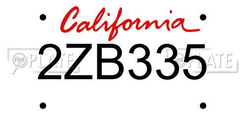 2ZB335 California License Plate