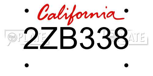 2ZB338 California License Plate