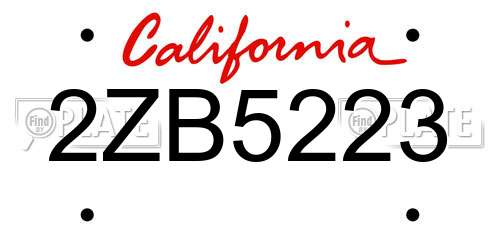 2ZB5223 California License Plate