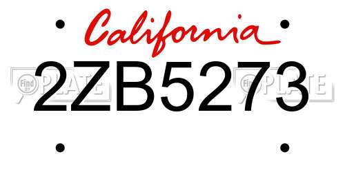 2ZB5273 California License Plate