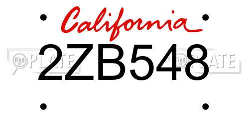 2ZB548 California License Plate