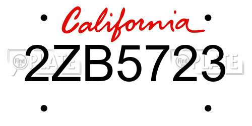 2ZB5723 California License Plate