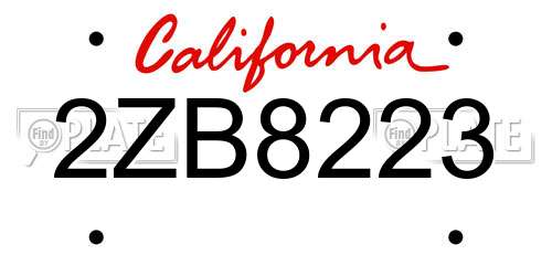 2ZB8223 California License Plate
