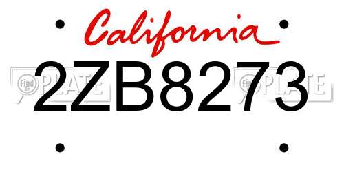 2ZB8273 California License Plate