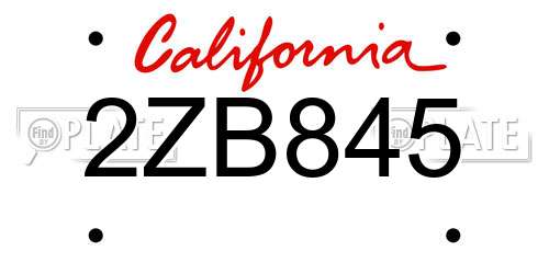 2ZB845 California License Plate
