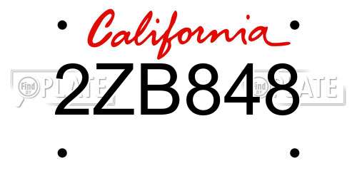 2ZB848 California License Plate