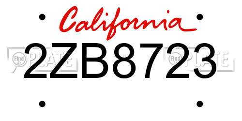2ZB8723 California License Plate