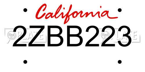 2ZBB223 California License Plate