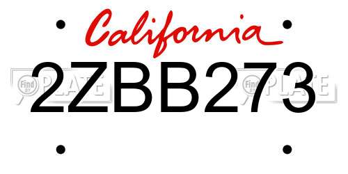 2ZBB273 California License Plate