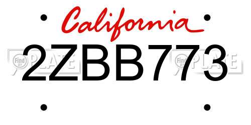 2ZBB773 California License Plate