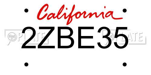 2ZBE35 California License Plate