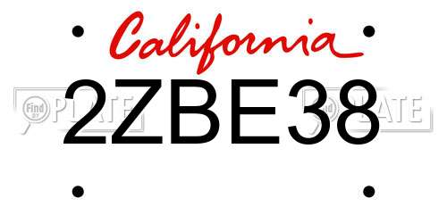 2ZBE38 California License Plate