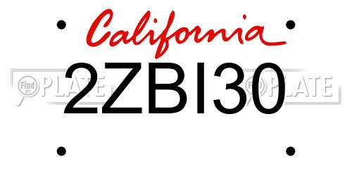 2ZBI30 California License Plate