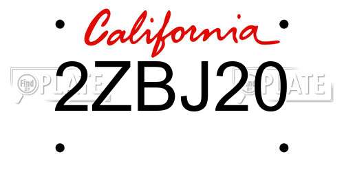 2ZBJ20 California License Plate