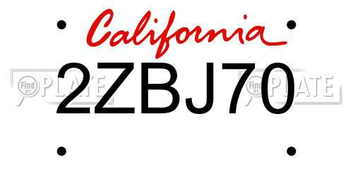 2ZBJ70 California License Plate