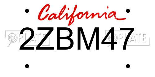 2ZBM47 California License Plate