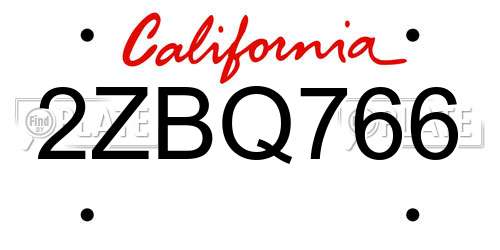 2ZBQ766 California License Plate
