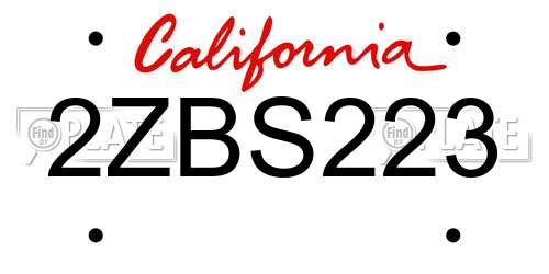 2ZBS223 California License Plate