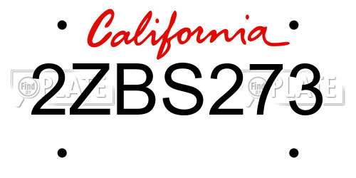 2ZBS273 California License Plate