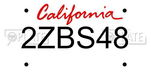 2ZBS48 California License Plate