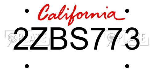 2ZBS773 California License Plate