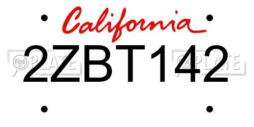2ZBT142 California License Plate